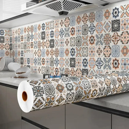 40cm European style waterproof and oil resistant self-adhesive PVC kitchen wall sticker bathroom wallpaper cabinet wallpaper
