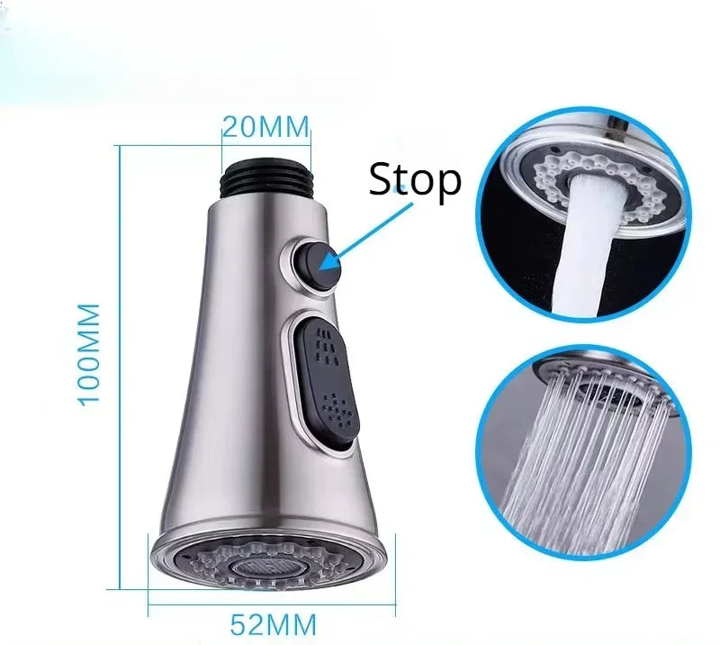 Kitchen Pull Out Faucet Sprayer Nozzle Sprayer ABS Durable Water Saving Shower Spray Head Bathroom Basin Sink Tap Replacement