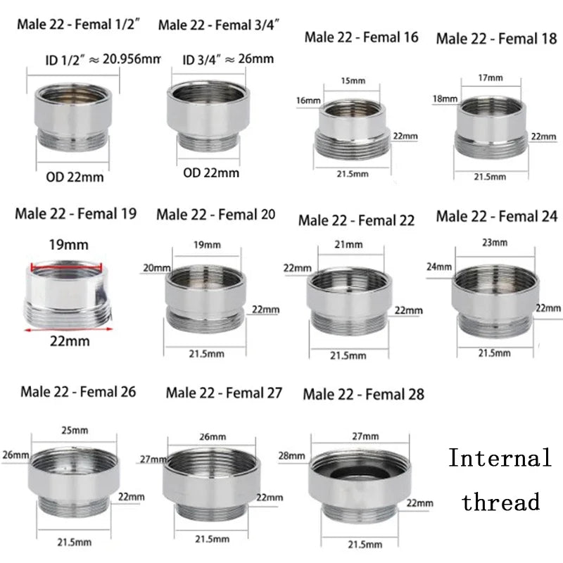 1Pcs Lots M22 to M20 M18 M28 Thread Stainless Steel Connectors Faucet Joints Kitchen Water Tap Adapter Water Purifier Accessory