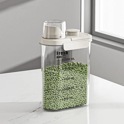 Large Capacity Kitchen Storage Can - 1600/2800ML PP Plastic Sealed Scale Bucket Waterproof Seal for Flour Corn Soybeans Rice