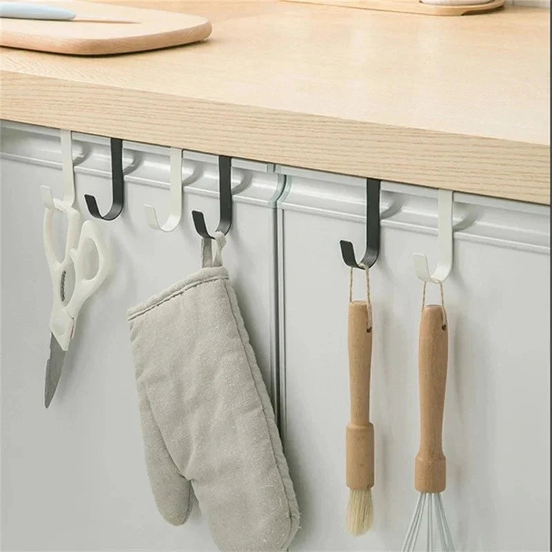 Multi-Purpose Hooks Kitchen Cabinet Door Back Hook Hanging Rack Clothes Coat Hat Towel Hanger Storage Hook Bathroom Accessories