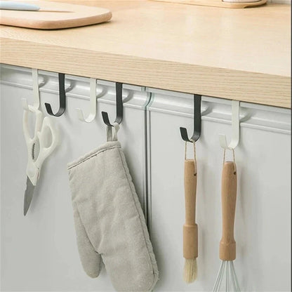 Multi-Purpose Hooks Kitchen Cabinet Door Back Hook Hanging Rack Clothes Coat Hat Towel Hanger Storage Hook Bathroom Accessories