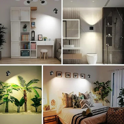 Double Head Magnetic LED Wall Lamp Rechargeable 360° Rotation Wireless Remote Control Spotlight For Bedroom Living Room Decor