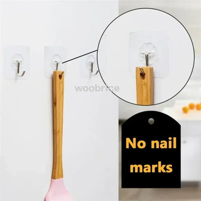 Self-adhesive Adhesive wall Hanging hooks Heavy Duty Transparent Seamless Hooks Keys Bathroom Shower Outdoor Kitchen Door Home