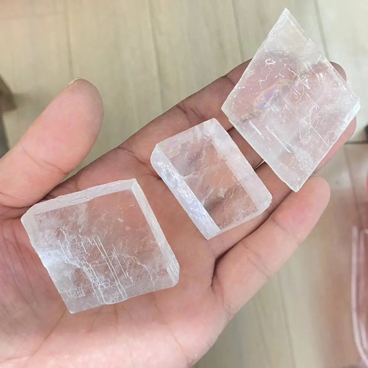 Natural Transparent Raw White Optical Calcite Iceland Spar Mineral Specimen Healing Stones Quartz Home Decor