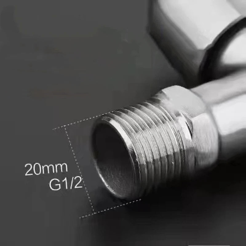Stainless Steel Faucet Double Outlet Dual Control Water Tap One in Two Out Faucet 1/2" Bidet Faucets Bathroom Accessories