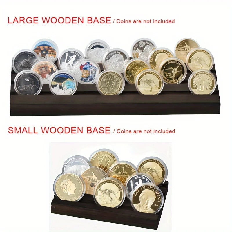 Wood Coin Display Stand Military Challenge Coin Holder Desk Organizer For Collectors Ideal Coins Collection Stand for Home Decor