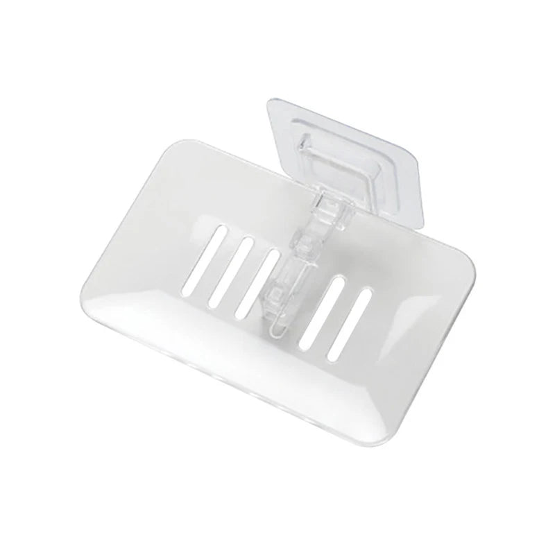 1PC Transparent Drain Soap Holder No Punch Paste Wall Mounted Shower Toilet Suitable For Plastic Storage Box