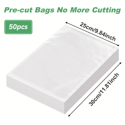 50pcs/Lot Food Vacuum Plastic Sealing Bags Food Preservation Sealed Bag Household Reusable Vacuum Sealer Bag Kitchen Accessories