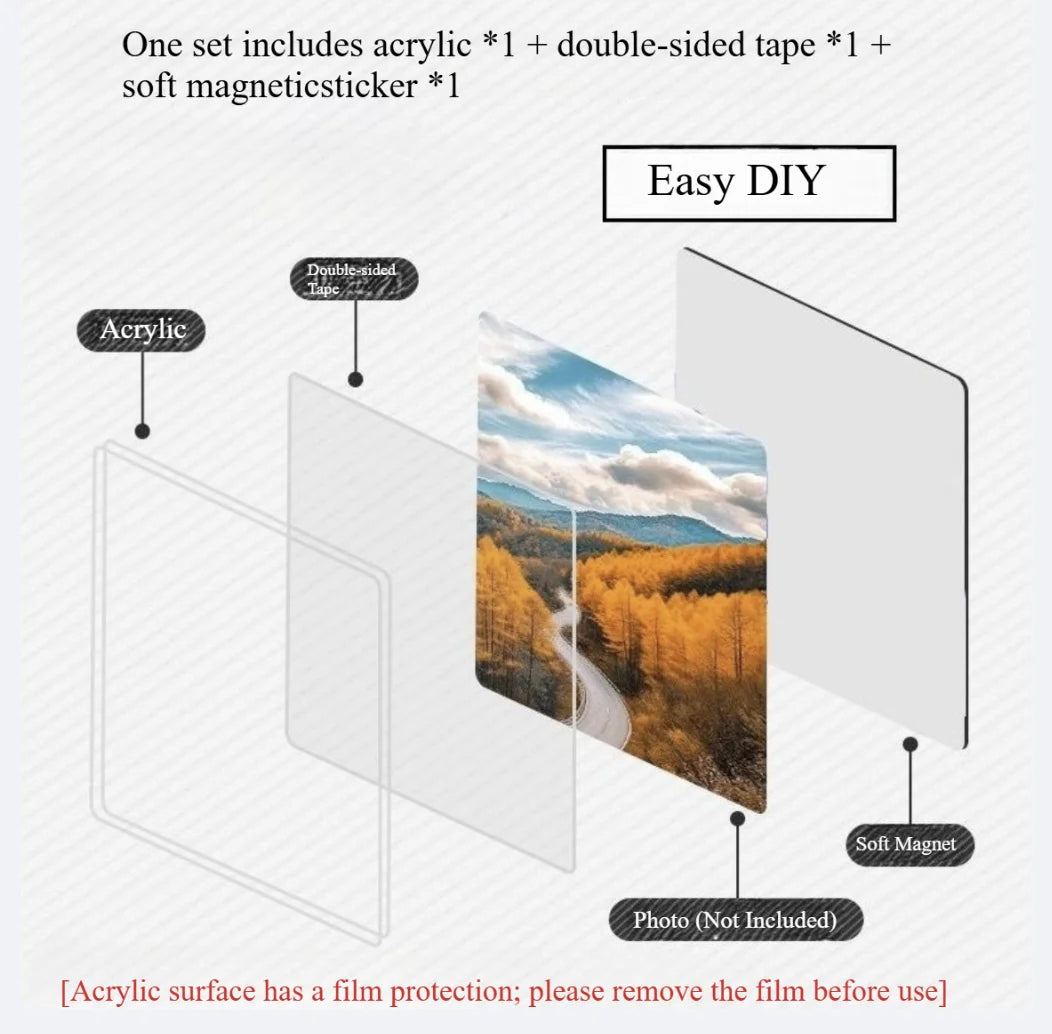 5/10pcs DIY Refrigerator Magnet High Transparent Acrylic Square Round with Magnetic Sheet Material Package Home Decor