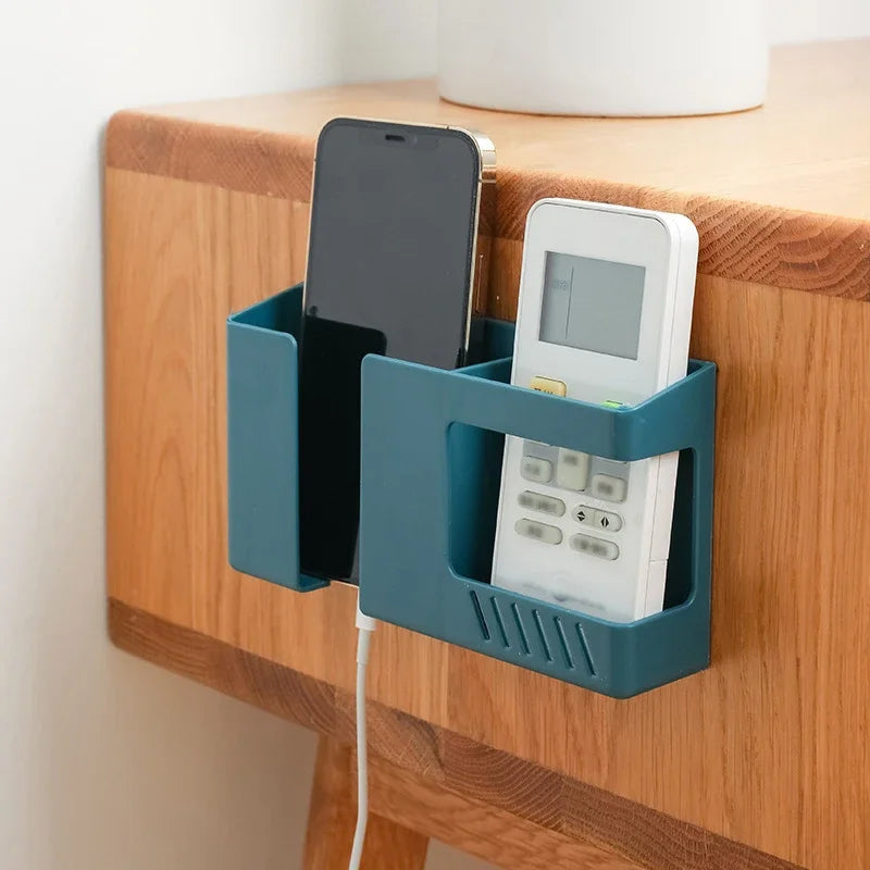 1PC Wall-Mounted Non-Punching Remote Control Storage Box Rack TV Air Conditioning Mobile Phone Charging Rac