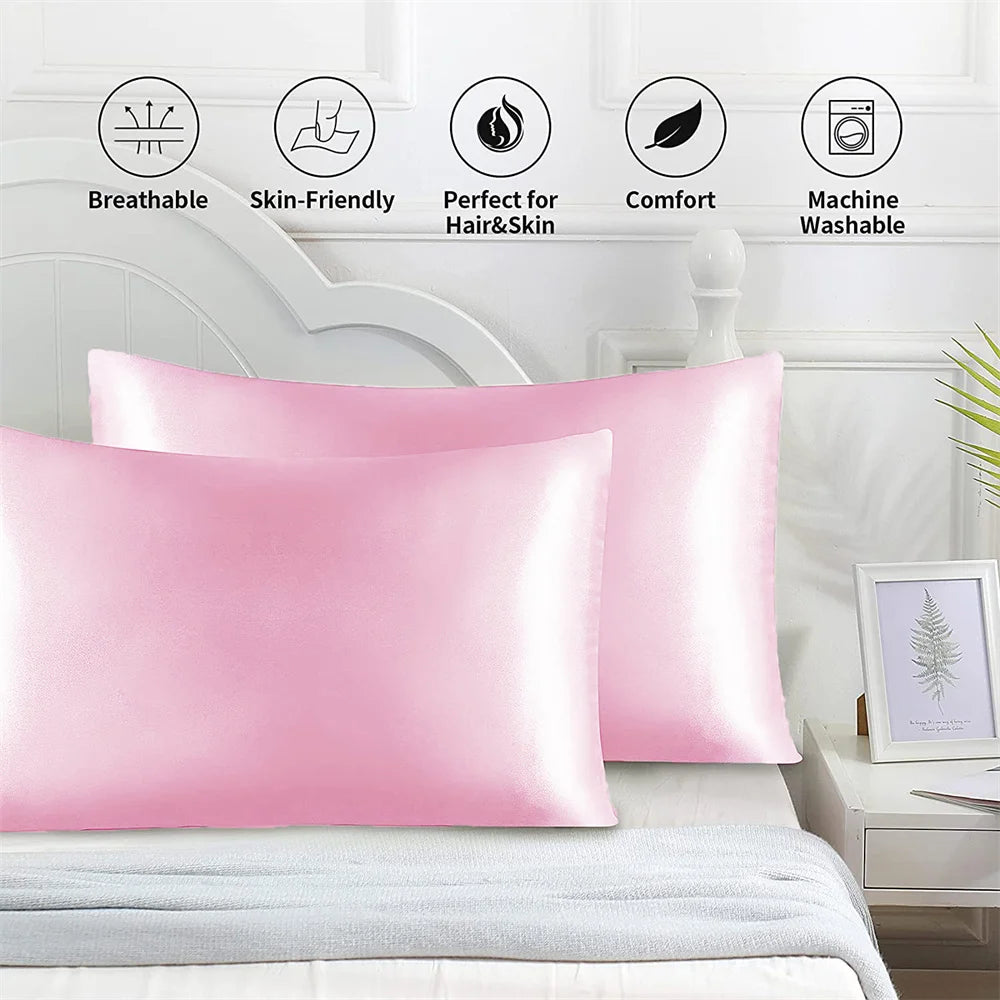 1pc Satin Pillowcase for Skin and Hair, Satin Pillow Cases Set of 1 Soft Breathable Smooth Cooling Pillow Covers for Sleeping
