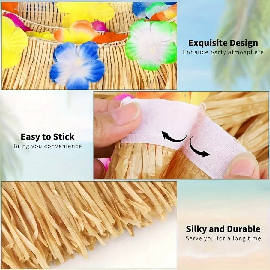 Vibrant Tropical Hawaiian Table Skirt, Easy-Hang & Reusable Decor for Party, Luau & Outdoor Events -  Summer Party Decor