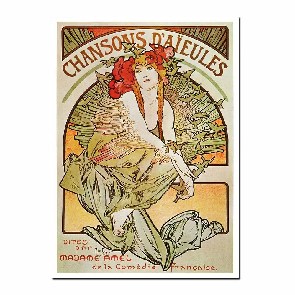 Art Nouveau Retro Poster Abstract Wallpaper Print Canvas Painting Wall Art Picture for Living Room Home Decor Aesthetic Mural