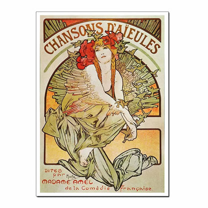 Art Nouveau Retro Poster Abstract Wallpaper Print Canvas Painting Wall Art Picture for Living Room Home Decor Aesthetic Mural