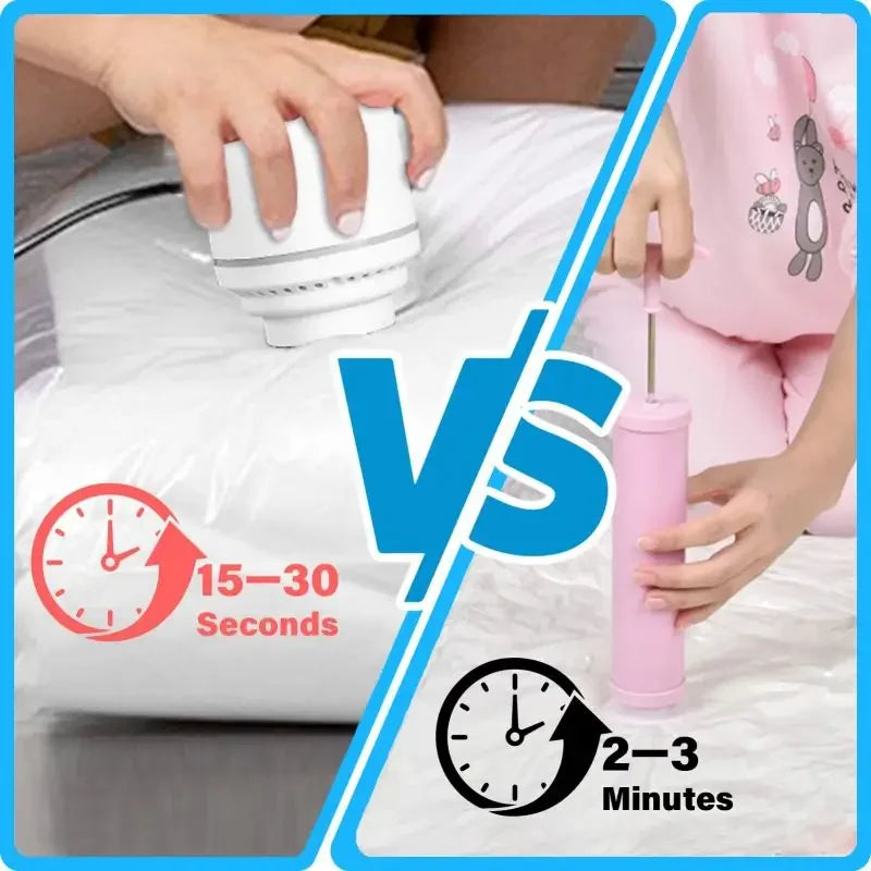 Vacuum Storage Bags 8-18Pc Space Saver Bag Travel Rechargable Air Pump Various Seal Bag Pump for Compress Clothe Blanket Luggage