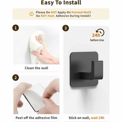 Black Self-Adhesive Wall Hooks Bathroom Towel Hook Living Room Door Back Keys Clothes Caps Hanger Robe Hook Storage Accessories