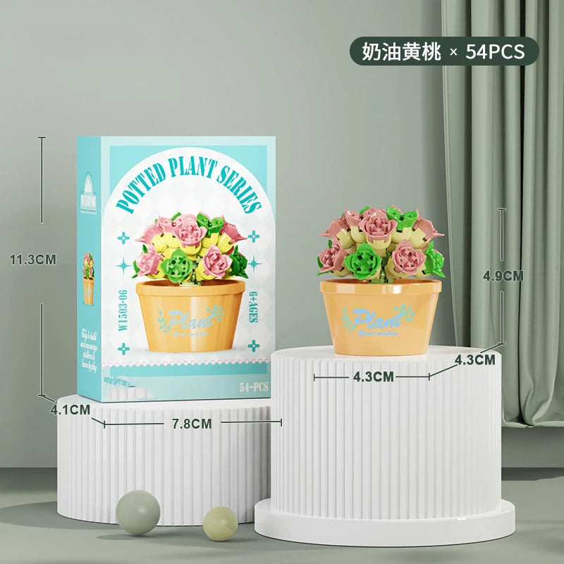 Flower Bouquet Mini Particle Building Blocks Flower Kit 3D DIY Creative Plants Micro Bricks for Home Decor Girl Gift Adults Kids