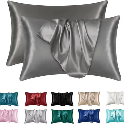 2pcs Satin Silk Pillowcase for Hair and Skin, Coral Pillow Cases Standard Size Set of Super Soft Pillow Case