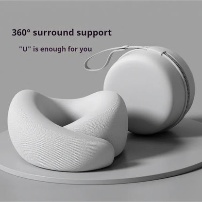 Memory Foam U Shaped Neck Pillow Travel Pillow for Airplane Car Office Nap Cervical Support with Portable Storage Box
