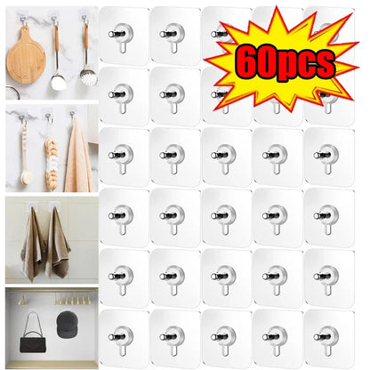 10/50pcs Self-Adhesive Hook Strong Adhesive Picture Frame Nails Hooks Transparent Seamless Wall Hangers Hanging Clock