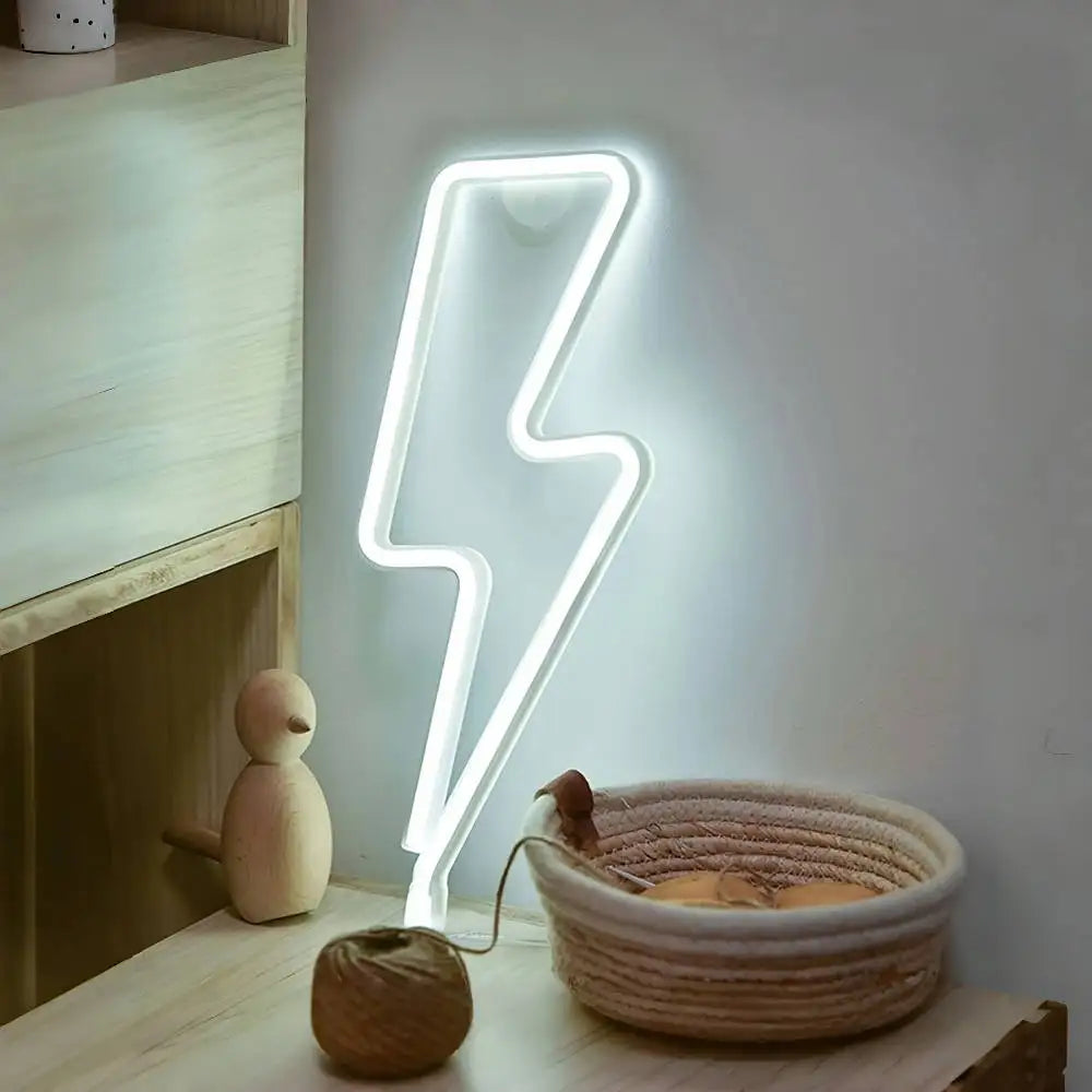 1pc Lightning Neon Light, Creative LED Sign Wall Light USB/Battery Night Light for Home Bedroom Party Christmas Decor Kid Gift