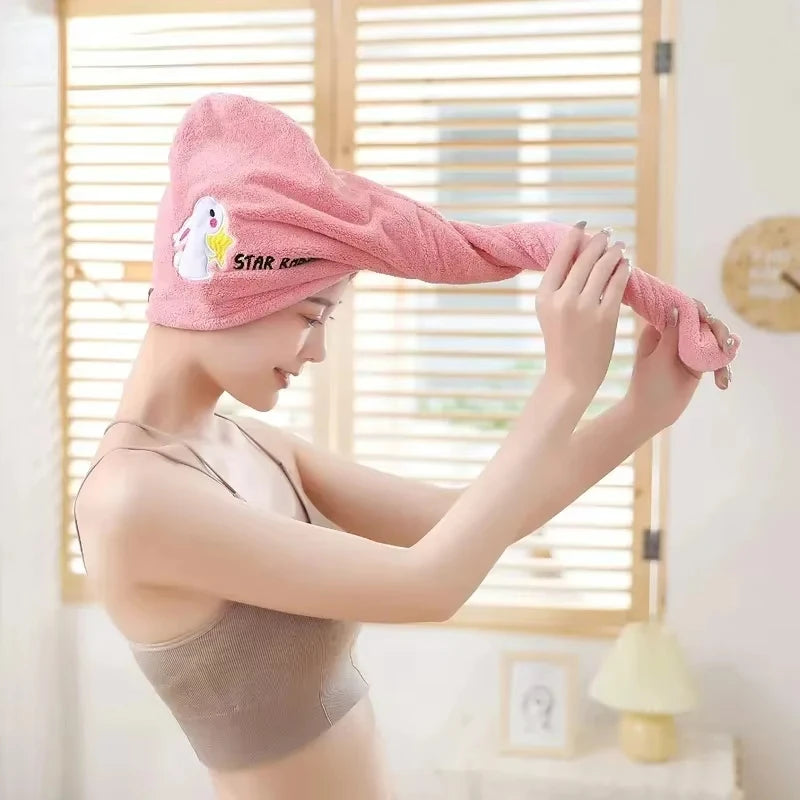 Dry Hair Towel Embroidered Coral Velvet Ladies Microfiber Soft Shower Cap Head Wrap Absorbent Fast Dry Ladies Head Towel