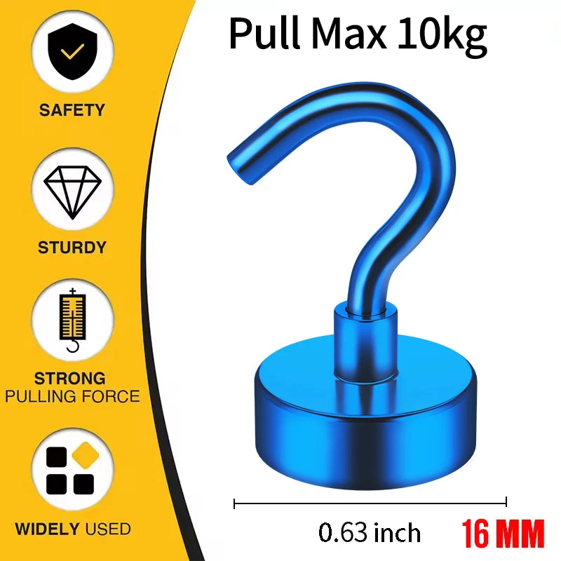 3/6Pcs Magnetic Hooks Heavy Duty, 25 LBS Strong Magnets with Metal Hooks for Refrigerator, Kitchen, Workplace