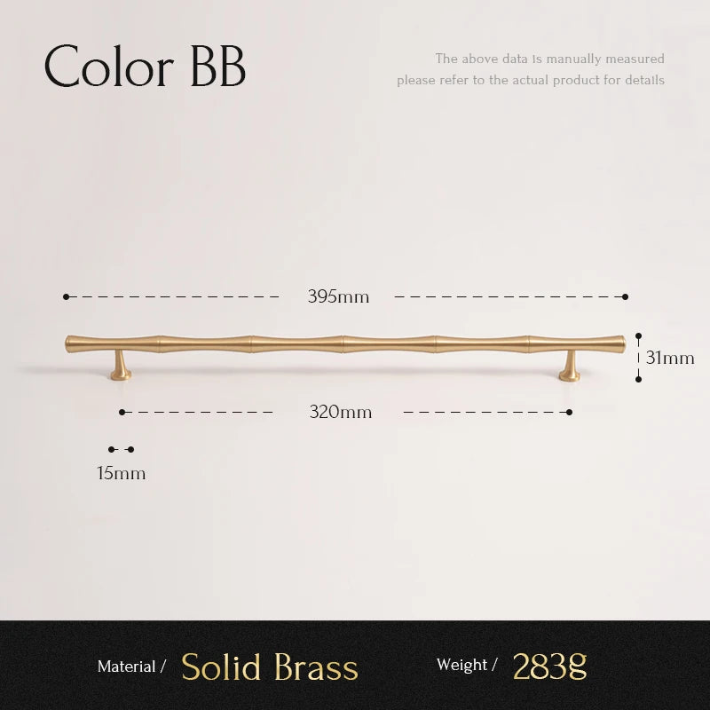 Santaya Solid Brushed Brass Handle Bamboo Kitchen Cabinet Pull Wardrobe Drawer Knob