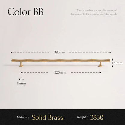 Santaya Solid Brushed Brass Handle Bamboo Kitchen Cabinet Pull Wardrobe Drawer Knob