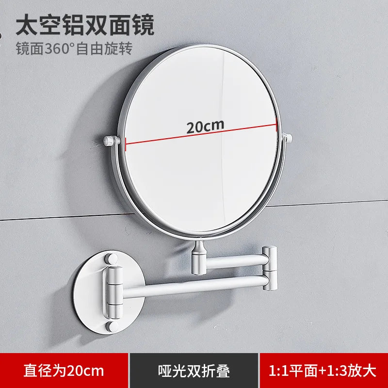 Bathroom Makeup Mirror Aluminum Black Gold Telescopic Mirror Folding Beauty Mirror Wall Hanging Double Sided Mirror Bathroom