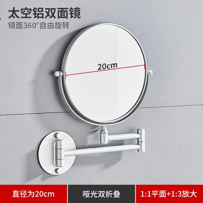 Bathroom Makeup Mirror Aluminum Black Gold Telescopic Mirror Folding Beauty Mirror Wall Hanging Double Sided Mirror Bathroom