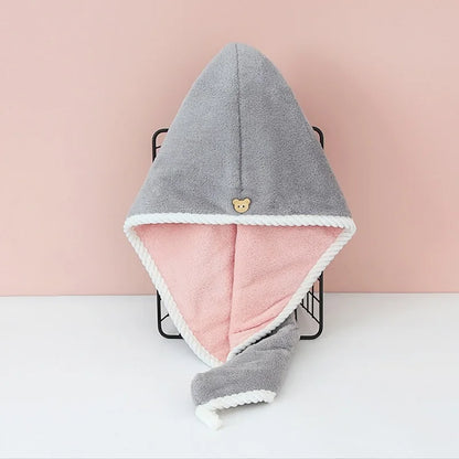 1pcs Women Hair Towel Wrap Drying Hair Turban Quick-dry Polyester Hair Towel Cap Hat Bath Hat Solid Towel Cap Super Absorption