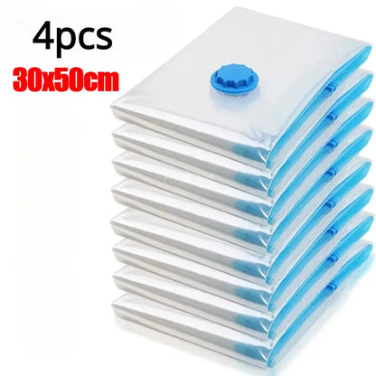 4pcs Thickened Vacuum Compression Bag, Transparent Quilt Vacuum Bag, Storage Bag, Household Clothing Storage And Sorting Bag
