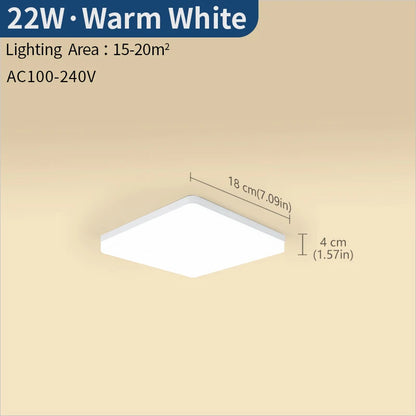 MARPOU Square Led ceiling lamp bedroom lighting Neutral white cold white warm white 48W 36W 24W 18W led ceiling light room