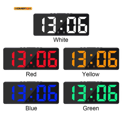 Creative Number Clock Color Nightlight Temperature Calendar Alarm Clock LED Large Number Electronic Clock Backlight Home Decor