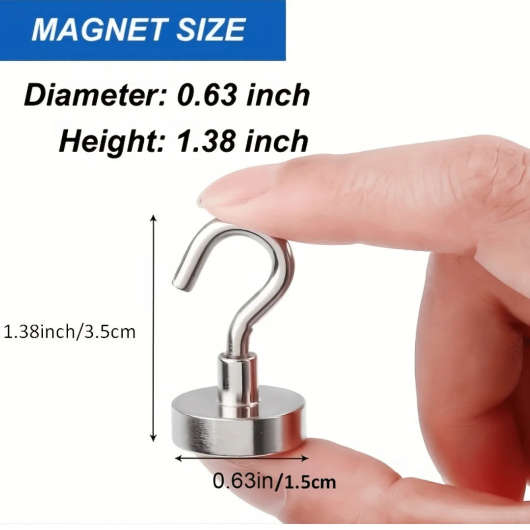 3/6Pcs Magnetic Hooks Heavy Duty, 25 LBS Strong Magnets with Metal Hooks for Refrigerator, Kitchen, Workplace