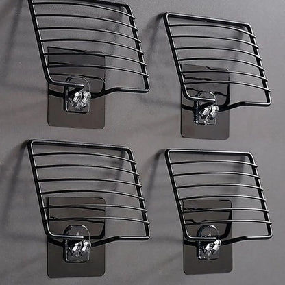 1pc-Stainless Steel Soap Rack Punch-free Nail-free Bathroom Single Layer Drain Wall Hanging Sucker Soap Box Light Luxury Shelf