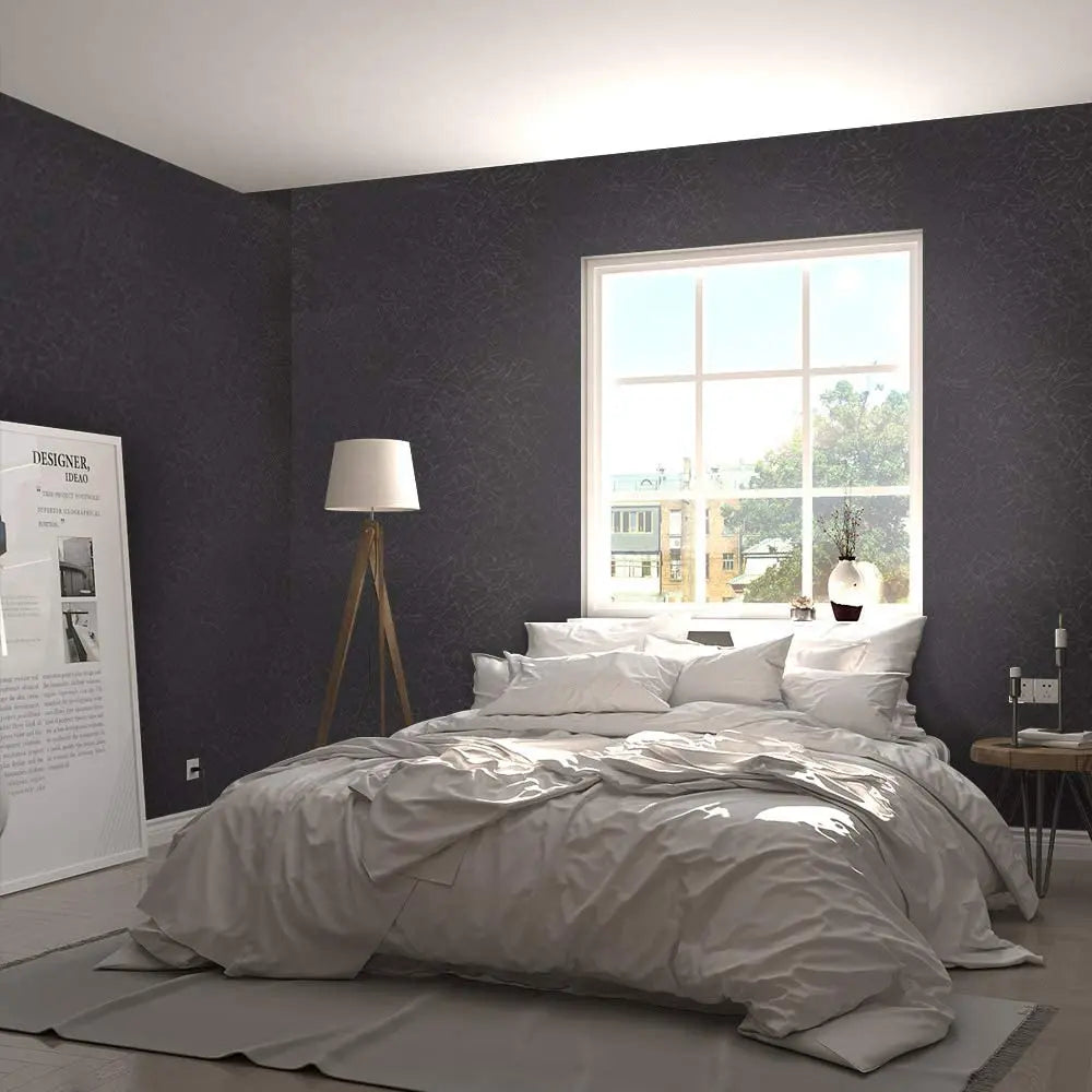 Black Silk Wallpaper Embossed Self Adhesive Wallpaper Removable Vinyl Black Peel and Stick Wallpaper Waterproof Furniture Decor
