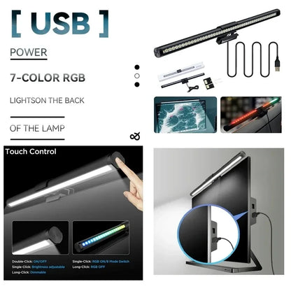 RGB Displays Monitor Light Bar Strip Eye Care Lighting Work Game Learning Reading Dimming Table Light Strip RGB Atmosphere Lamp