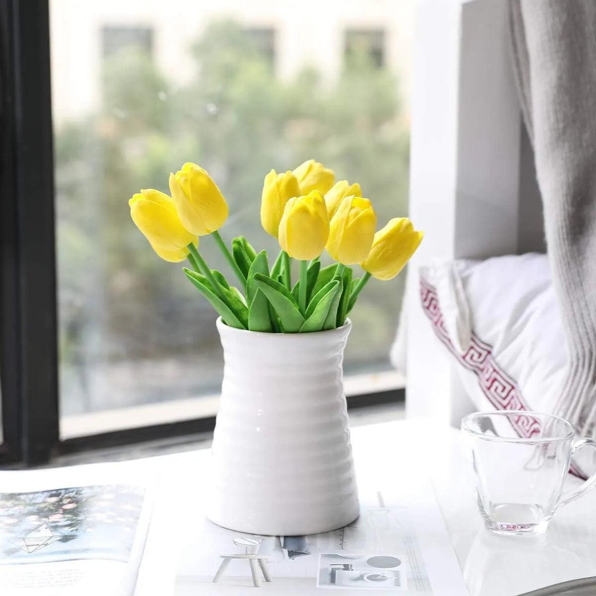 10PCS Artificial Flower Real Touch Tulip Scrapbooking Vase for Home Decor Wedding Garden Rose Arch Garland  Mother's Day Bouquet