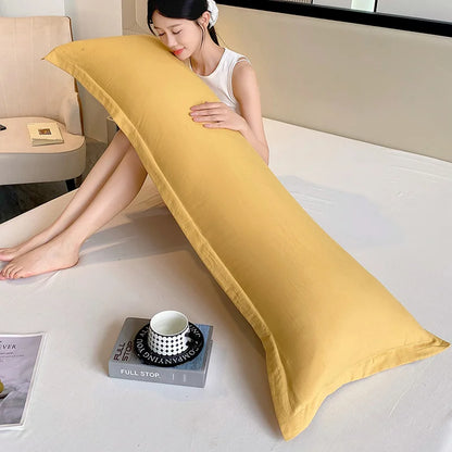 New solid-color washed double long pillowcases, couple pillowcases 48*100cm, 120cm, 150cm, 180cm (without core)