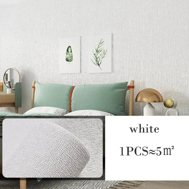 10m 3D Thicken self-adhesive wallpaper linen plain Diatom Mud wall stickers color decor renovation anti-collision Home Decor