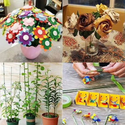 100Pcs 40cm Floral Wire Stems Paper Covered Iron Wire Artificial Branches Twigs DIY Crafts Flower Making Accessory Home Decor