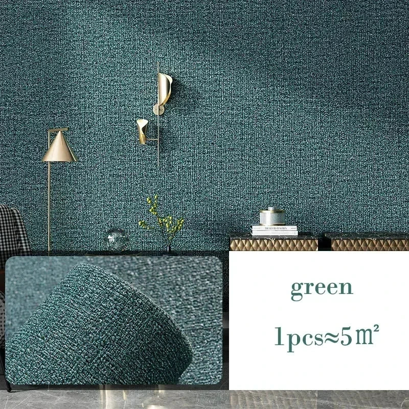 10m 3D Thicken self-adhesive wallpaper linen plain Diatom Mud wall stickers color decor renovation anti-collision Home Decor