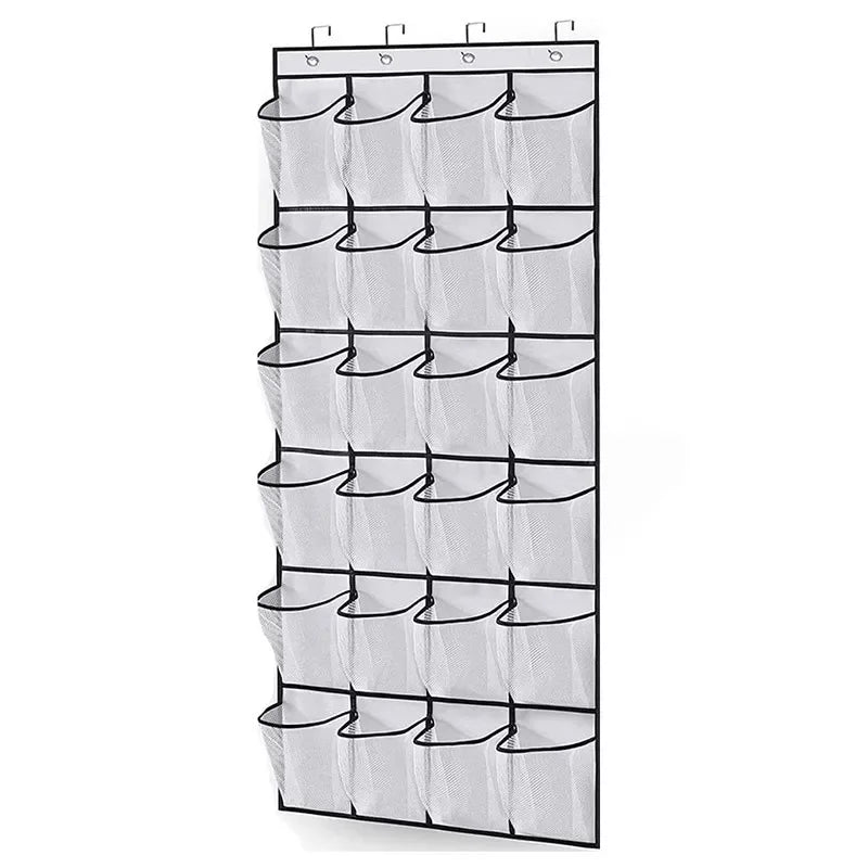 Wall Mount Door Hanging Shoe Organizer 24 Pocket Storage Rack For Sundries