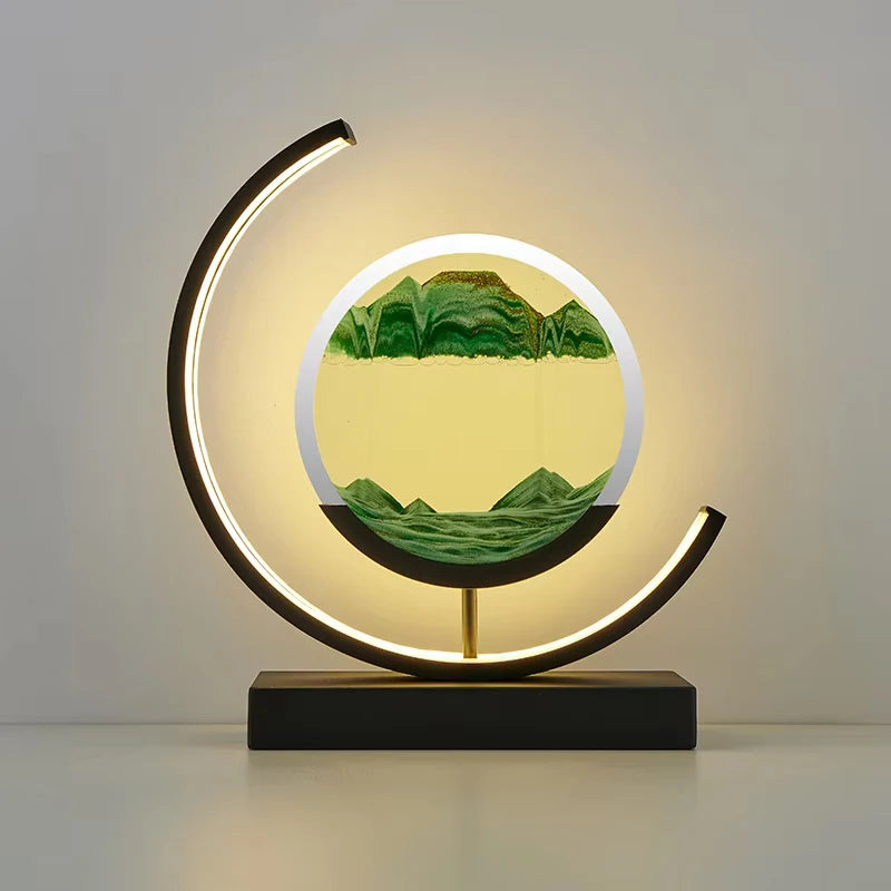 LED Night Light Moving Sand Art Table Lamp Quicksand Sandscape 3D Hourglass Bedside Lamps Flowing Sand Painting Home Decor Gifts