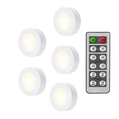 LED Puck Light Wireless Under Cabinet Lights with Remote Control Dimmable Battery Powered Night Lamp for Kitchen Closet Wardrobe