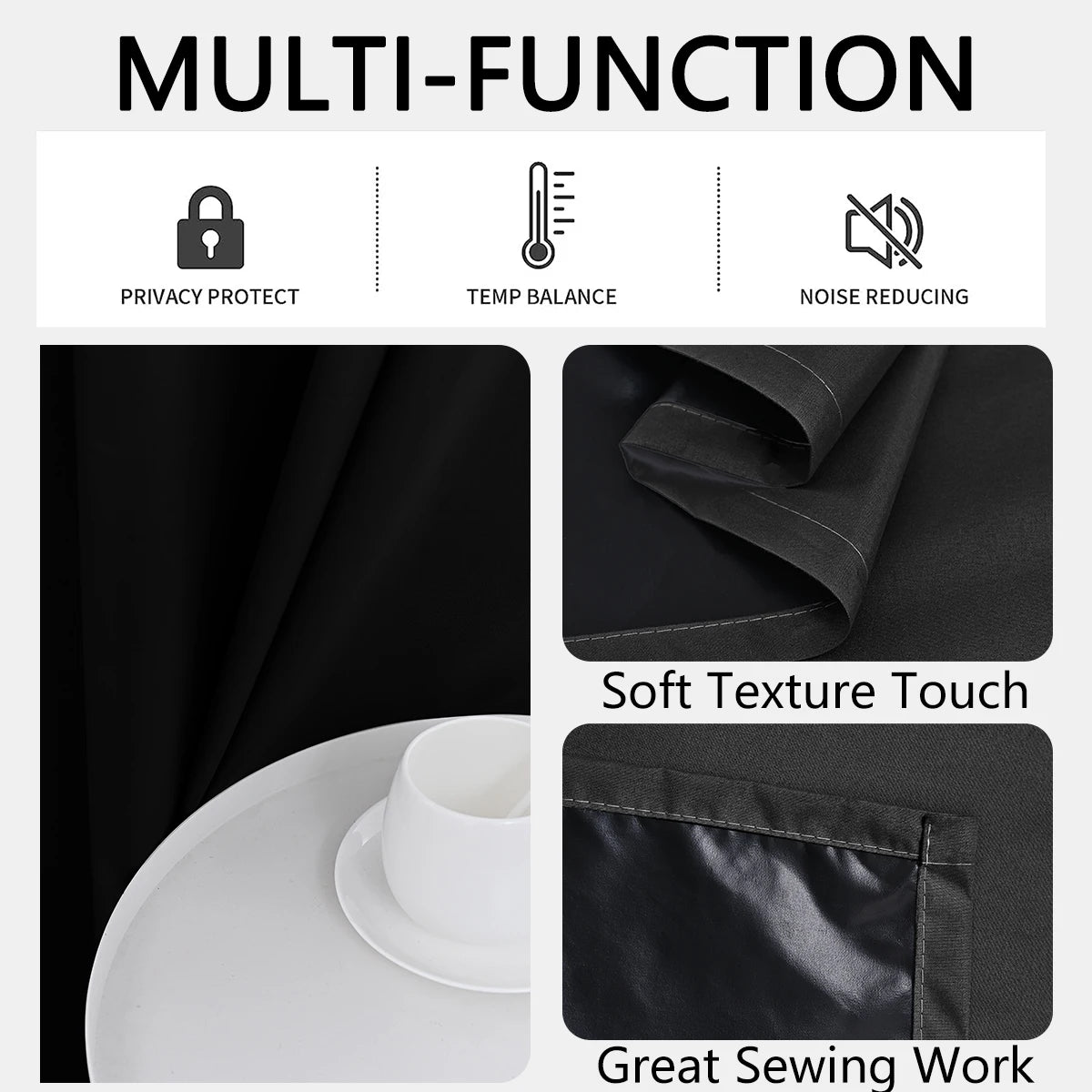 2pcs Modern 100% Blackout Solid Curtains, Window Curtains for Living Room, Bedroom, Kitchen, Home Decoration, Privacy Draps