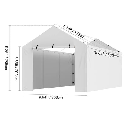 SucceBuy Carport Replacement Canopy Cover Garage Top Tent Shelter Tarp Heavy-Duty Waterproof & UV Protected with Ball Bungees
